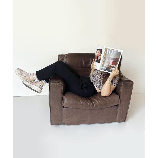 Brown Leather Armchair, Italy, 2000s For Sale - Image 18 of 18