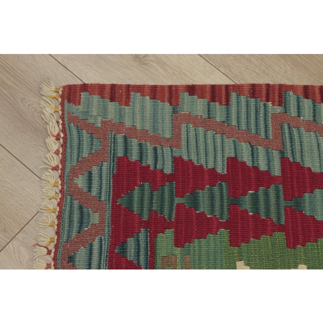 Red 1960s Tribal Style Geometric Design Handmade Oushak Kilim Rug For Sale - Image 8 of 12