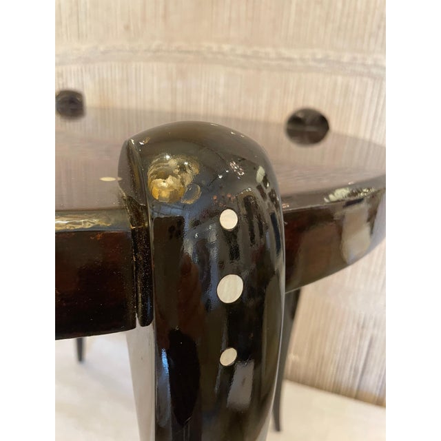 Léon Jallot Art Deco High Lacquered Macassar and Mother of Pearl Side Table by Leon Jallot For Sale - Image 4 of 18