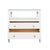 Worlds Away Matthew Izzo Home Douglas White Textured Linen Two Drawer Side Table With Open Top Shelf, Polished Brass Knobs and Glass Top For Sale - Image 4 of 7