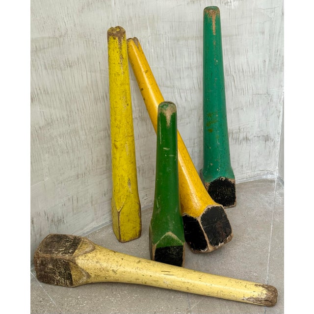 English Mid-Century Colorful Vintage Wooden English Playground Games Markers- A Set of 5 For Sale - Image 3 of 12