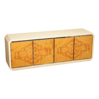 Pace Collection Mid Century Modern Burlwood and Lacquered Chest of Long Dresser Sideboard For Sale