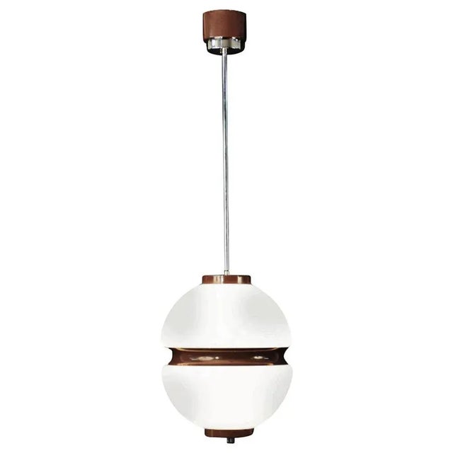 Mid-Century Italian Lattimio Glass and Brown Enamelled Aluminum Chandelier, 1970s For Sale - Image 13 of 13