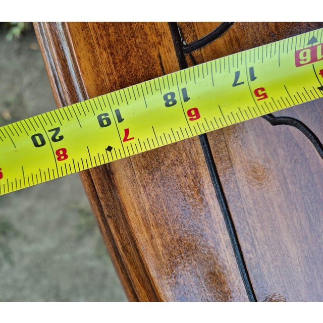 Antique Victorian Style Inlaid Oval Wooden Parlor Table With Turned Legs & Stretcher Base For Sale - Image 9 of 10