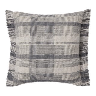 Amber Lewis x Loloi Birdie Silver / Ivory 18'' x 18'' Cover with Poly Pillow For Sale