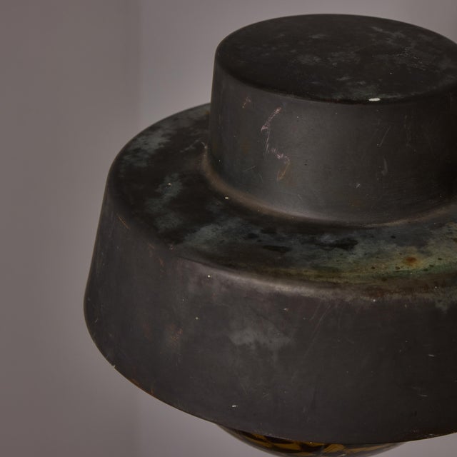 1970s Patinated Metal and Textured Amber Glass Outdoor Sconce Attributed to Hans Agne Jakobsson For Sale - Image 10 of 17