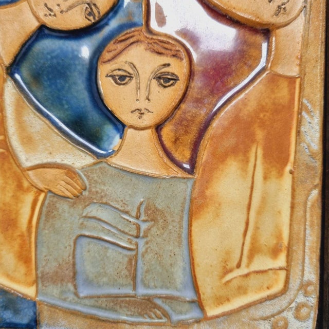 Ceramic Three Generations Relief by J. Ruth, 1980s For Sale - Image 6 of 14