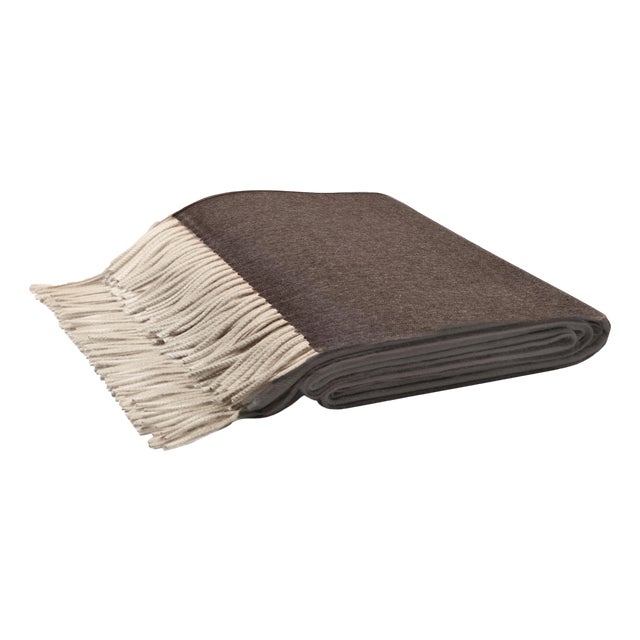 Cashmere Throw Zibeline with Fringes Brown from Lo Decor For Sale