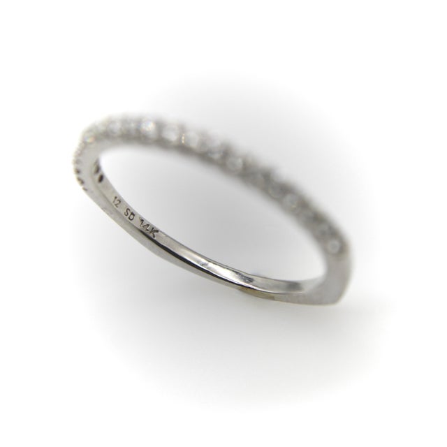 Metal 1990s 14k White Gold Half-Hoop Diamond Eternity Band For Sale - Image 7 of 9