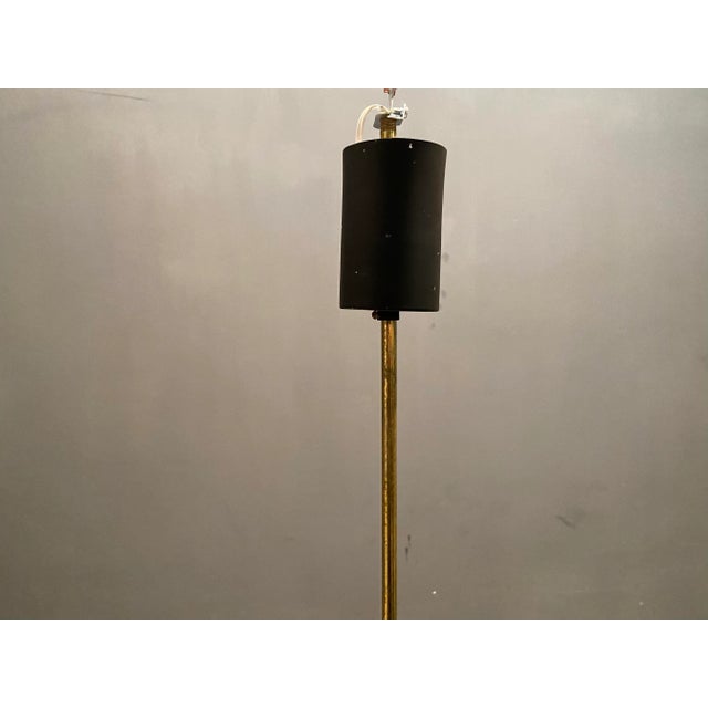 Large Brass Chandelier with Opaline Glass Shades from Stilnovo, 1950s For Sale - Image 6 of 11