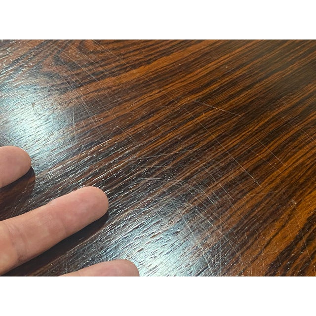 Wood Fantastic Rosewood Grain Attributed to Florence Knoll 1960s 54” Circular Dining Conference Table For Sale - Image 7 of 12