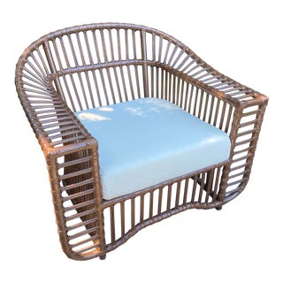 Henry Olko Style Rattan Club Chair For Sale