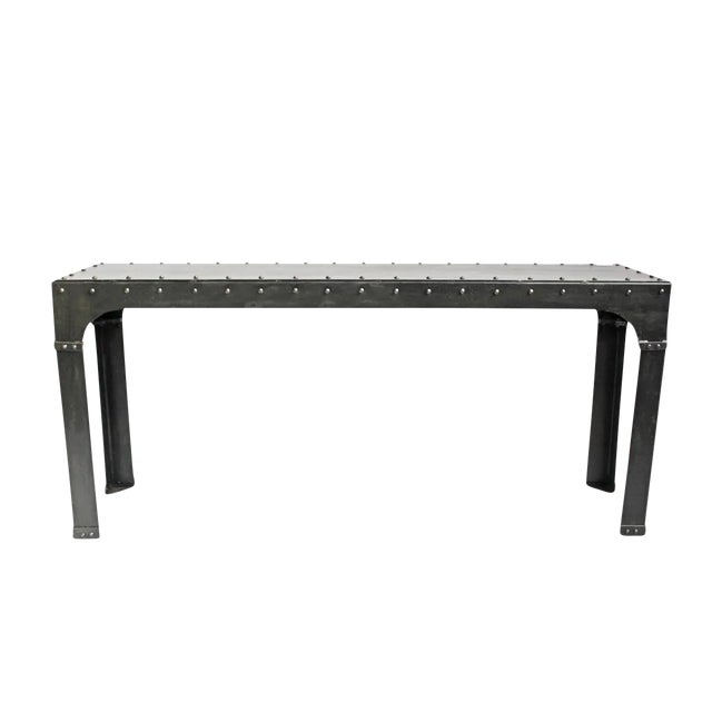 Industrial Iron Rivet Console For Sale