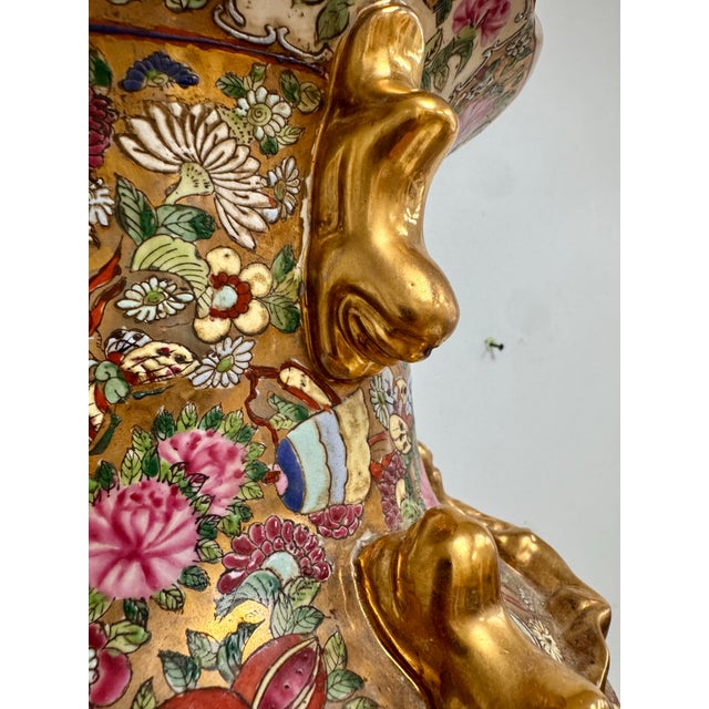 Late 20th Century Large Vintage Chinese Famille Rose Style Porcelain Vase, Mid to Late 20th Century For Sale - Image 5 of 12