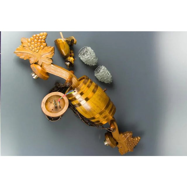 German Carved Wood Two-Light Wine Cellar Chandelier For Sale - Image 18 of 18