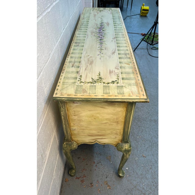 Wood Vintage Hand Painted Floral Console/Entry Table by Habersham For Sale - Image 7 of 17