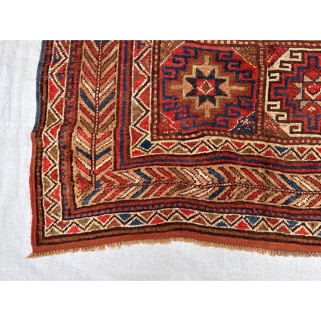 Antique Khamseh Qashqai Hand-Knotted Wool Rug - 10'9" X 5'4" For Sale - Image 6 of 12