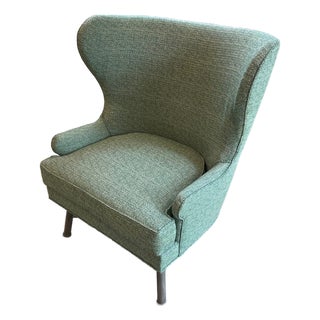 Custom Stewart Furniture Wingback in Thibaut Fabric For Sale