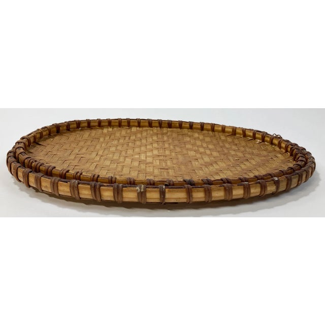 Mid 20th Century Woven Wicker Nesting Tray Pair For Sale - Image 5 of 7
