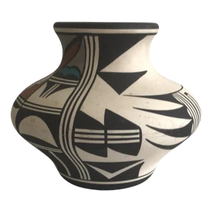 1970s Hand-Painted Native American Vase