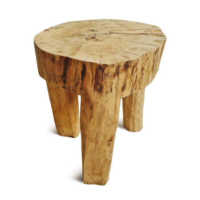 Contemporary Rustic Naga Three Leg Wood Table For Sale - Image 4 of 8