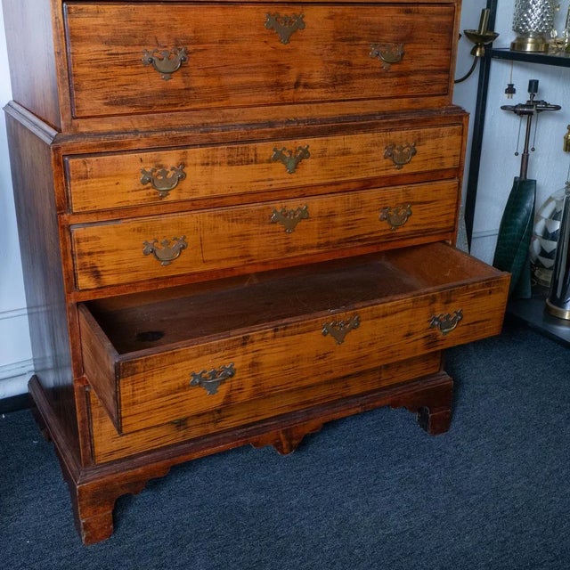 Bonnet Top Maple Highboy Chest of Drawers For Sale - Image 9 of 11