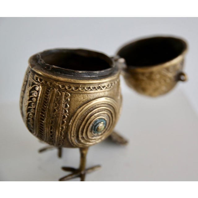 Indian Gilt Bronze Dhokra Owl Sculptural Box, Early 20th Century For Sale - Image 6 of 8