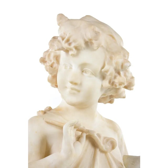 Grand Tour 19th Century Antique Alabaster Sculpture of a Young Painter For Sale - Image 3 of 9