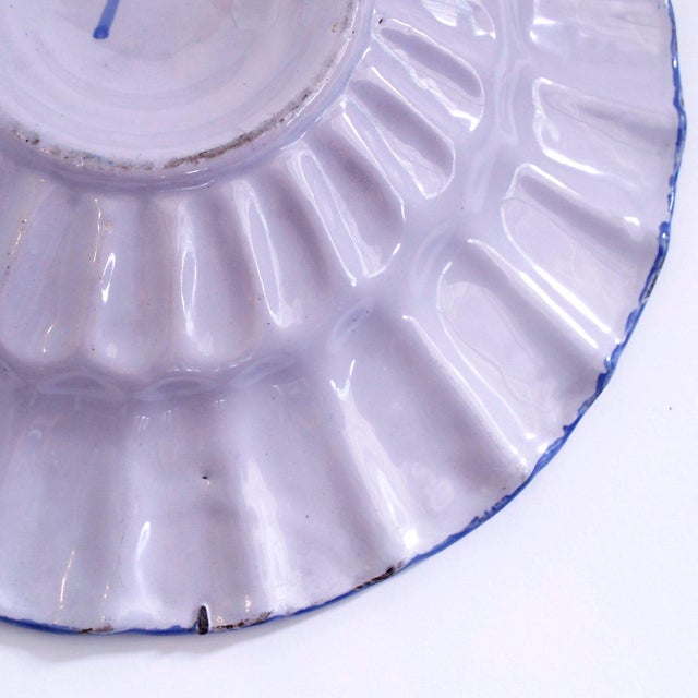 Antique Portuguese Faience Scalloped “Pie-Crust” Edge Charger For Sale - Image 6 of 8