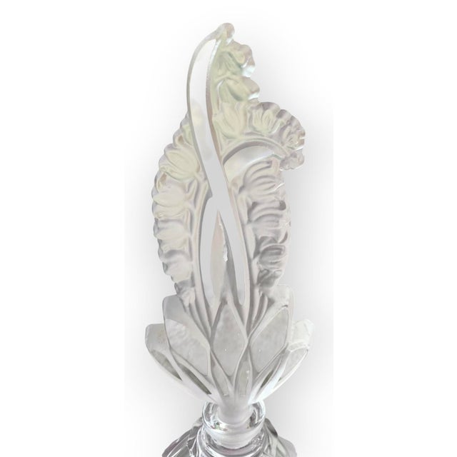 Czechoslovakian Art Deco Paneled Crystal Perfume Bottle Frosted Crystal Stoppe For Sale - Image 12 of 13