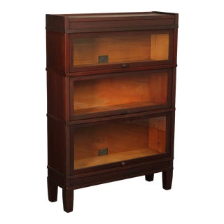 Globe Wernicke Antique Mission Style Mahogany 3 Stack Barrister Bookcase For Sale