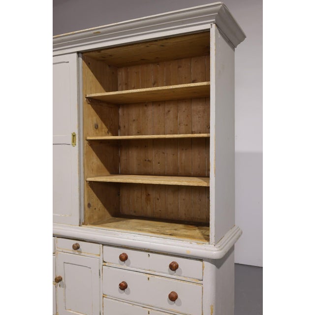 Massive Antique English Painted Pine Housekeeper’s Cupboard Sliding Doors - Circa 1880 For Sale - Image 12 of 15