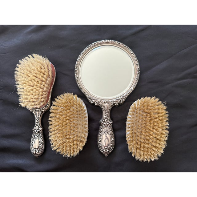 1940s Vintage Gorham Silver Vanity Set Monogrammed For Sale - Image 5 of 12