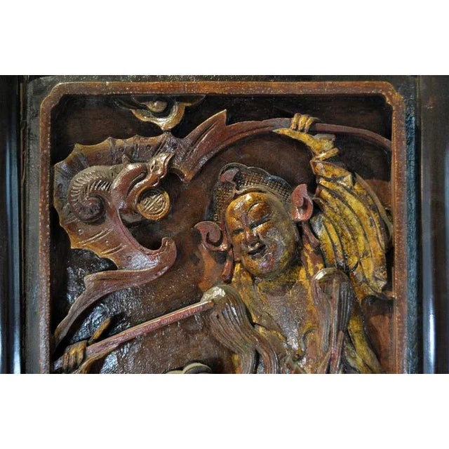 Chinese Antique Chinese Hand-Carved and Painted Puppet Show Sign From the 19th Century For Sale - Image 3 of 8