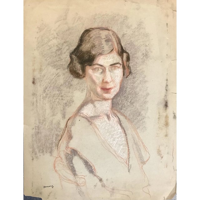 Charles Émile Moses Hornung, Portrait de femme, 1913, Pastel on Watercolor Paper For Sale - Image 7 of 7