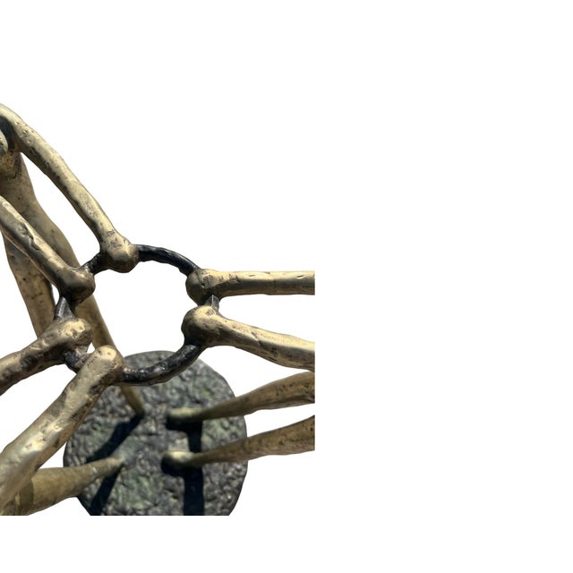 Vintage Mid Century Modern Italian Nude Women Brutalist Bronze Glass Circle Accent Table 1970s Sculpture Sculptural For Sale - Image 11 of 12