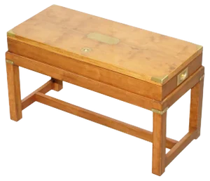 Burr Yew Wood Military Campaign Gun Case Side Table on Original Base