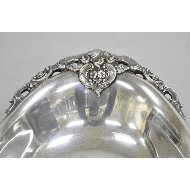 Vintage Baroque by Wallace Victorian Silver Plated Footed Centerpiece Fruit Bowl For Sale - Image 11 of 12