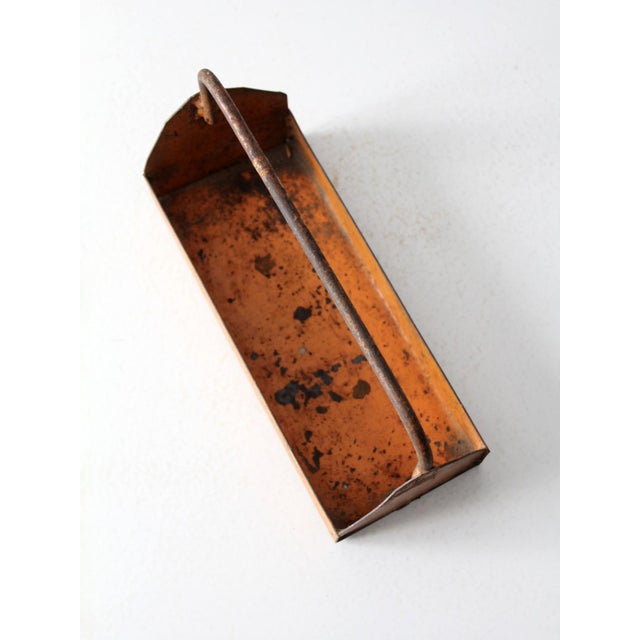 Orange Vintage Orange Metal Trug Basket Toolbox For Sale - Image 8 of 10