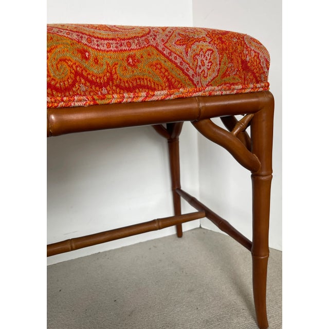 Faux Bamboo Bench With 19Th. C. Cashmere Shawl For Sale - Image 10 of 12