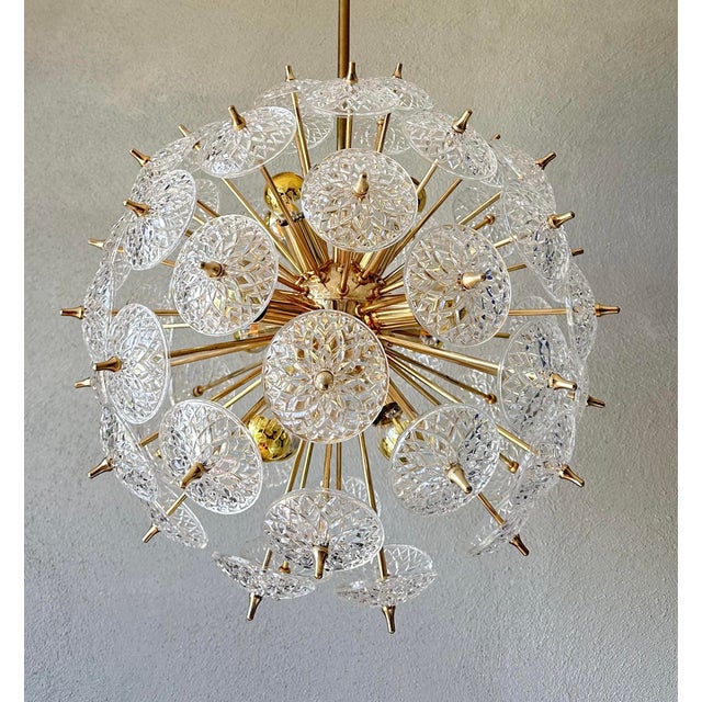 Gold Vintage Sputnik Lamp from Val St Lambert, 1970s For Sale - Image 8 of 12