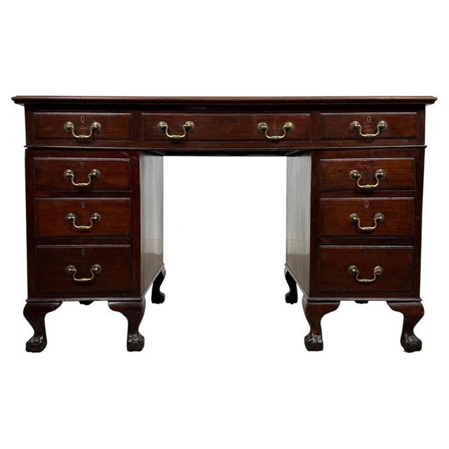 Antique Edwardian Mahogany Pedestal Desk, 1910 For Sale - Image 12 of 12