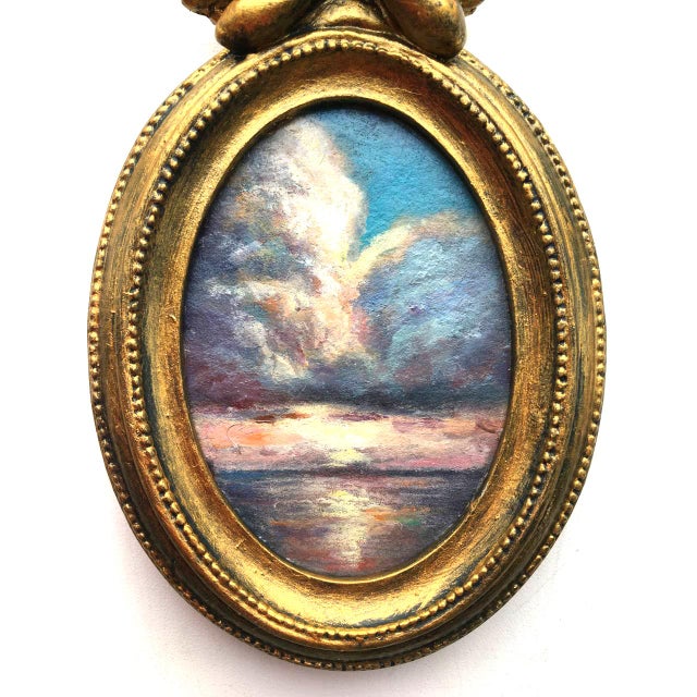 Contemporary Framed Original Painting Landscape Heaven Sky Miniature Decor by Valeriya Serova For Sale - Image 3 of 8