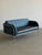 1990s 1970's Danish Loveseat by Friis & Elmar Moltke Nielsen for Randers Denmark in Leather and Blue Plaid For Sale - Image 5 of 12