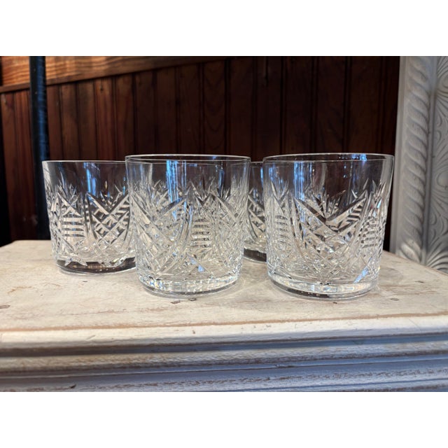 1960s 1960s Cut Crystal Rocks Glasses - Set of 4 (And a Spare) For Sale - Image 5 of 6