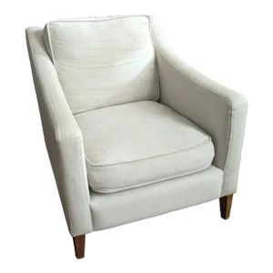 Modern Upholstered Armchair With Clean Lines and Tapered Wooden Legs
