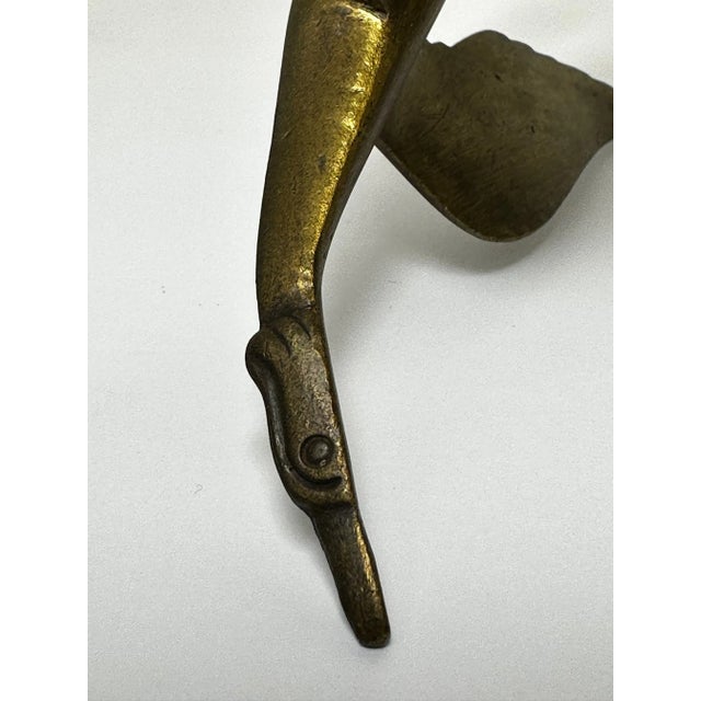 Brass 1930s Art Deco British Brass Flying Stork Bird Car Mascot Figurine For Sale - Image 8 of 11