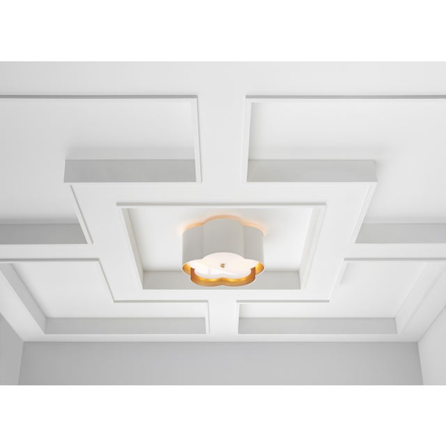 Transitional Kate Spade New York for Visual Comfort Signature Bryce Medium Flush Mount in White & Gild with Frosted Acrylic Diffuser For Sale - Image 3 of 4