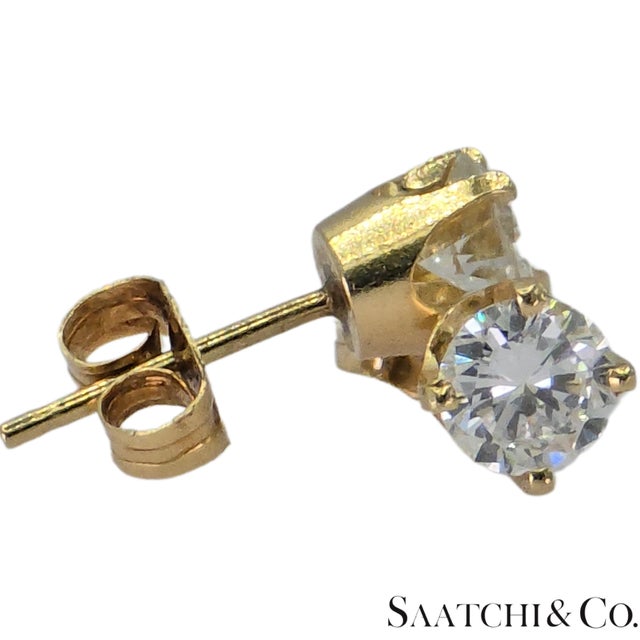 Natural Diamond Stud Earrings Metal Type: 14K (585) Yellow Gold Total Item Weight: 1.09 Grams 1: Natural Diamond Weight:...
