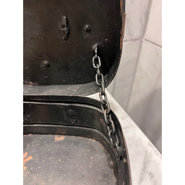 Antique Metal Box With Brass Accents For Sale - Image 11 of 14